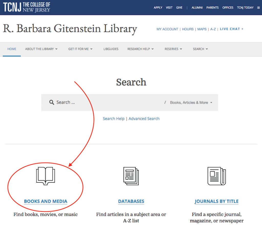 Link to Books & Media search tool